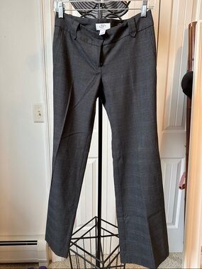 LOFT Women's Charcoal Gray Subtle Windowpane Dress Pants